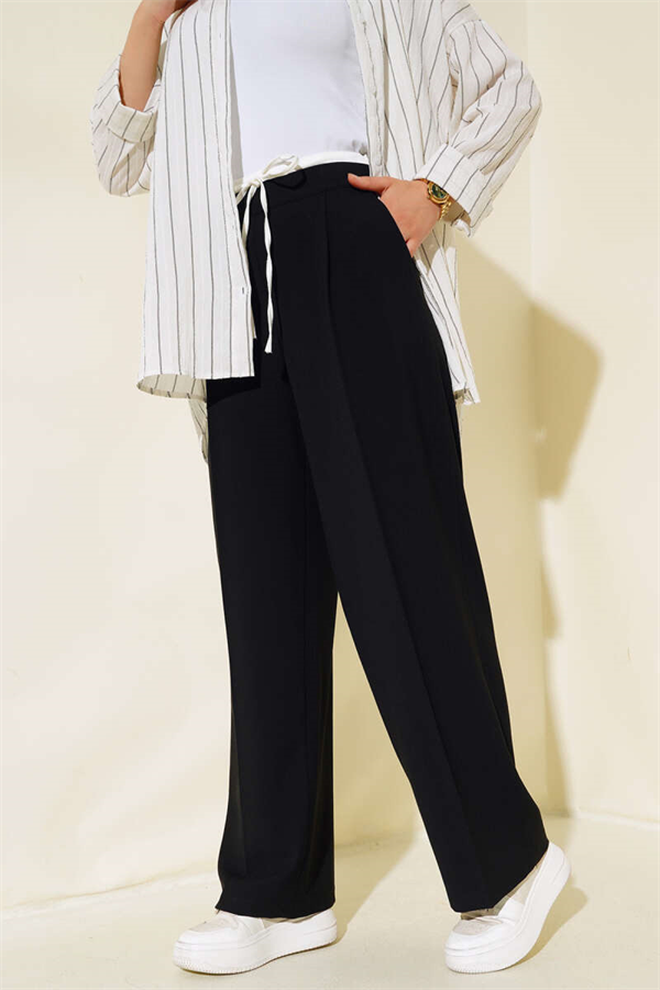 Drawstring Trousers, Black