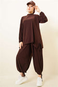 Sandy 2 Piece Set with Drawstring Trousers, Coffee