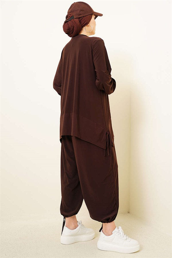 Sandy 2 Piece Set with Drawstring Trousers, Coffee