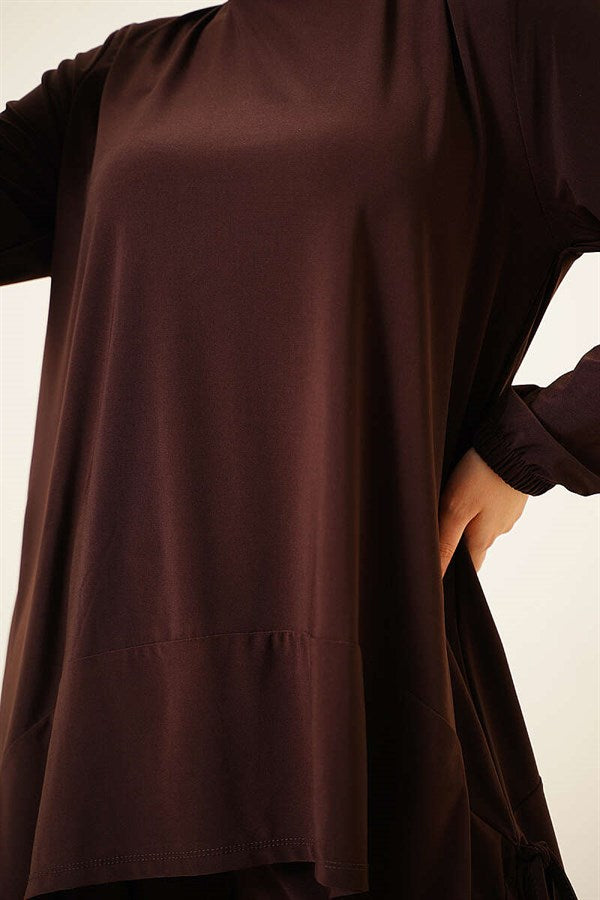 Sandy 2 Piece Set with Drawstring Trousers, Coffee