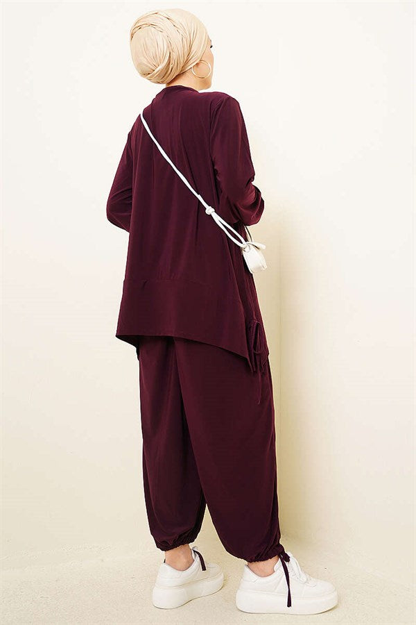 Sandy 2 Piece Set with Drawstring Trousers, Plum