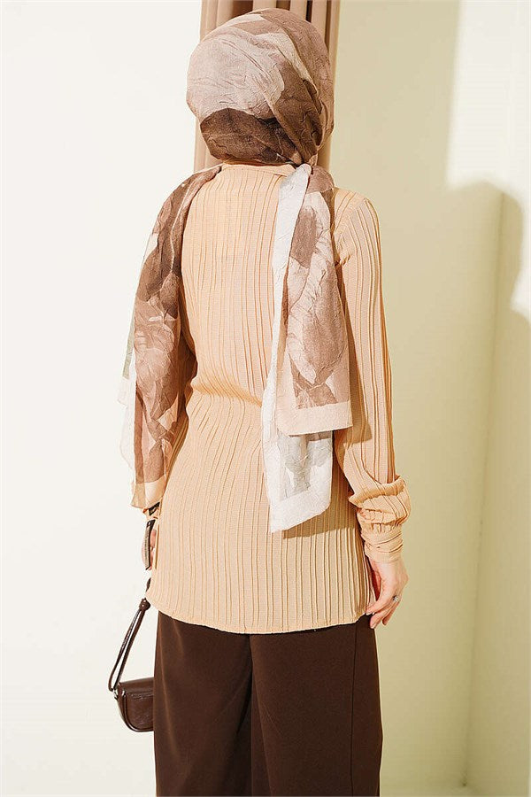 Lace-up Stone Button Shirt Latte