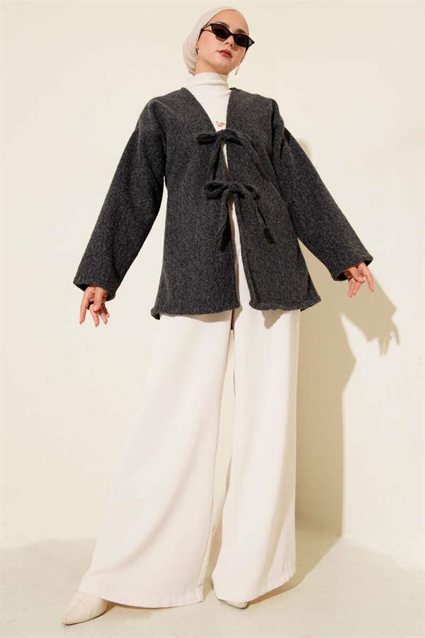 Jacket with Rope Tie Detail, Smoke Color