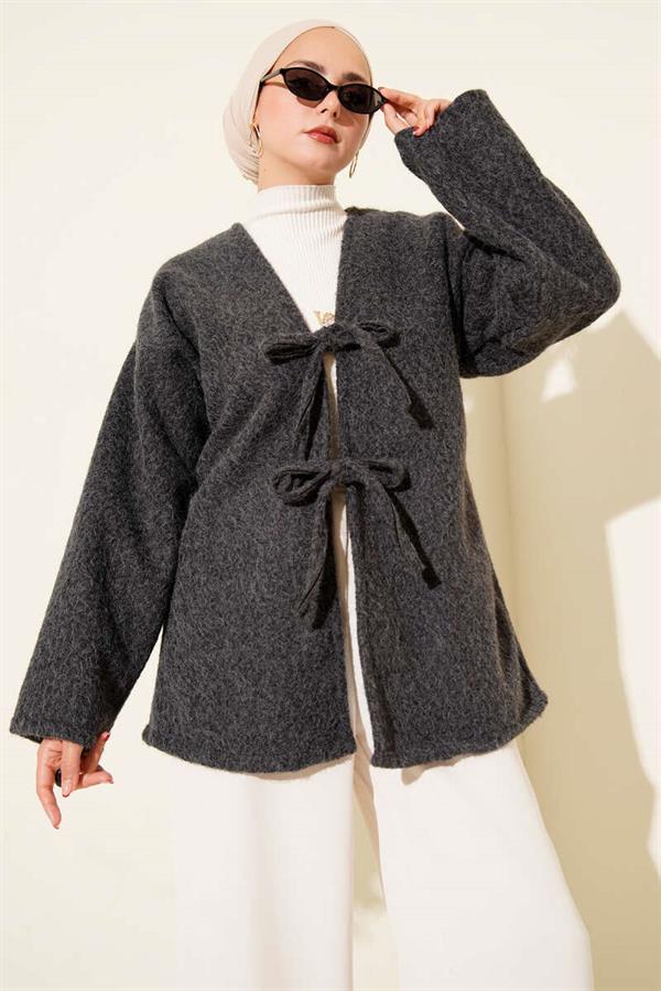 Jacket with Rope Tie Detail, Smoke Color