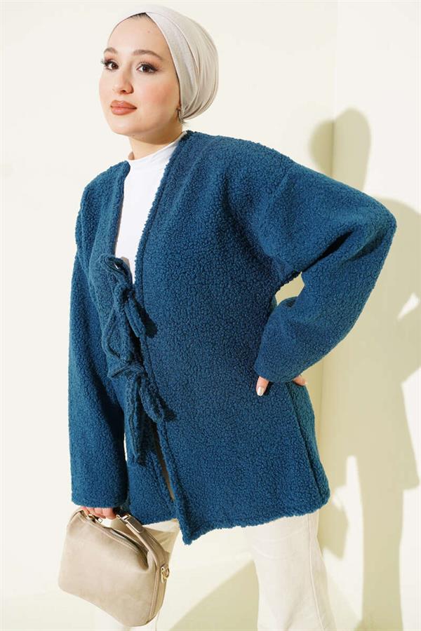 Indigo Jacket with Tie-Up Detail