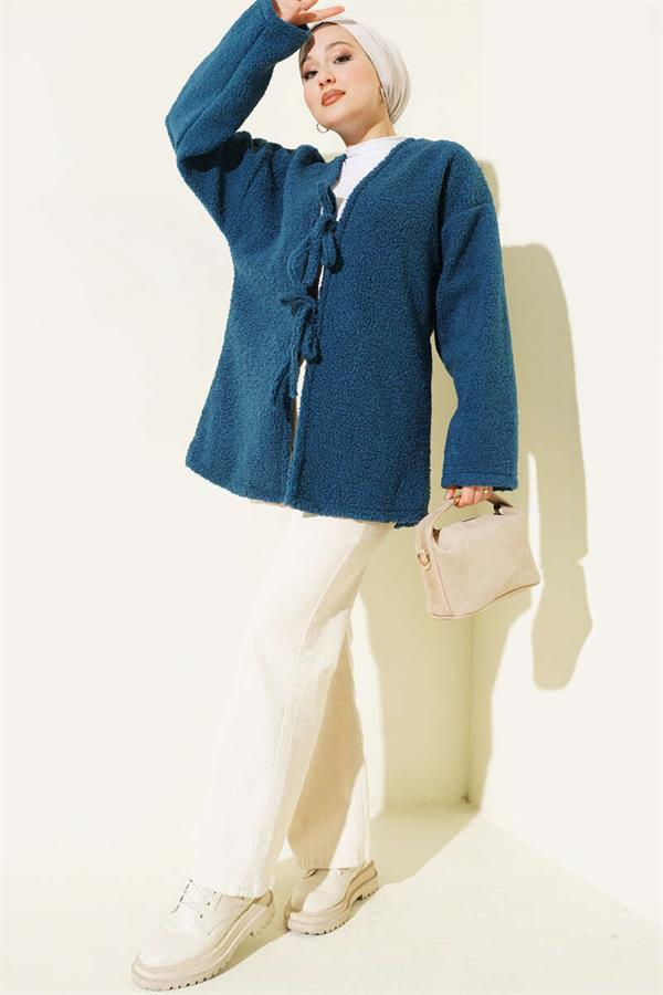Indigo Jacket with Tie-Up Detail