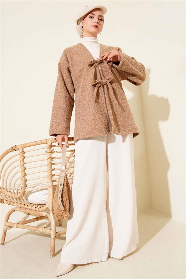 Jacket Latte with Rope Tie Detail