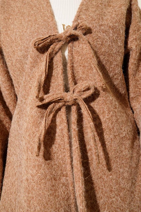 Jacket Latte with Rope Tie Detail