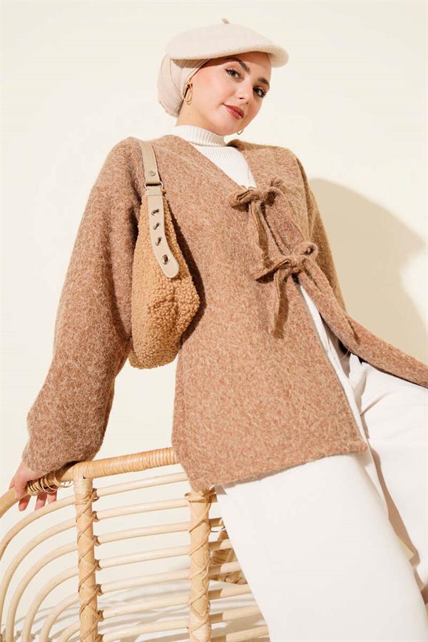Jacket Latte with Rope Tie Detail
