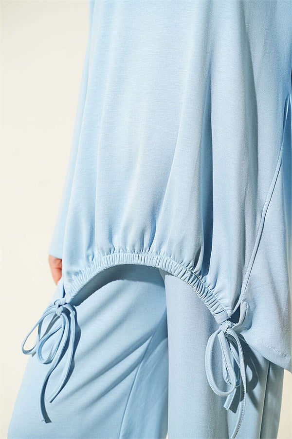 Drawstring Two-Piece Set, Baby Blue