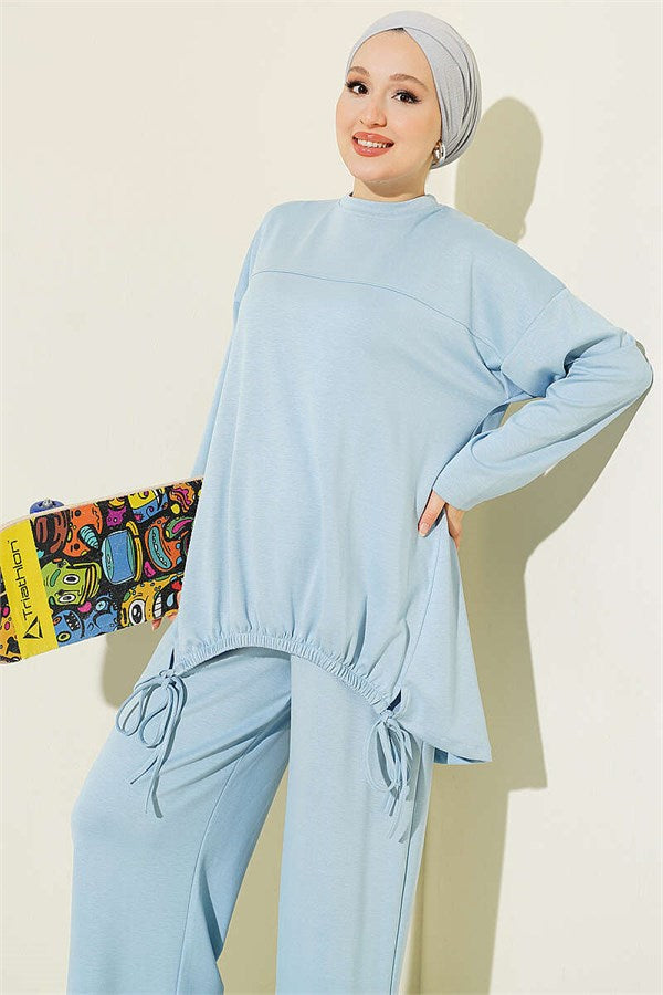 Drawstring Two-Piece Set, Baby Blue