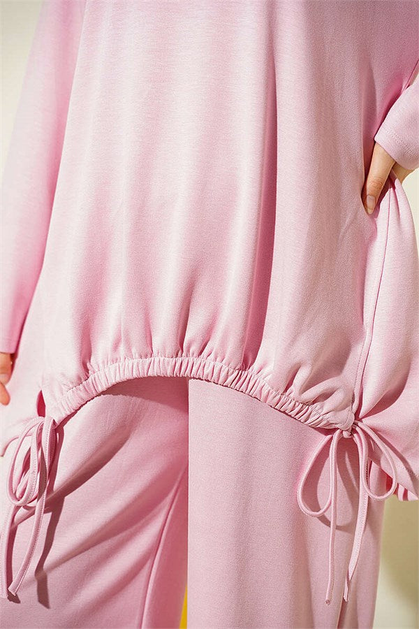 Drawstring Two-Piece Set, Pink