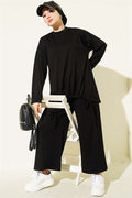 Drawstring Two-Piece Set, Black