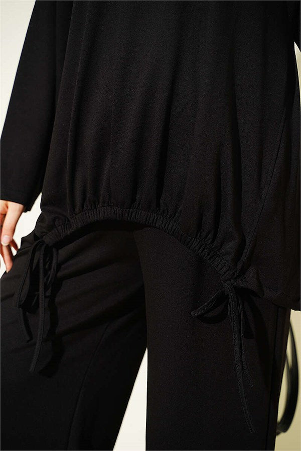 Drawstring Two-Piece Set, Black