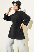 Rope-Tied Corduroy Tunic Anthracite