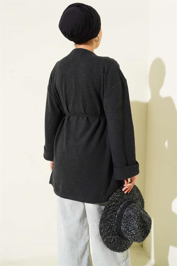 Rope-Tied Corduroy Tunic Anthracite