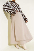 Rope Tied Flared Scuba Skirt Beige