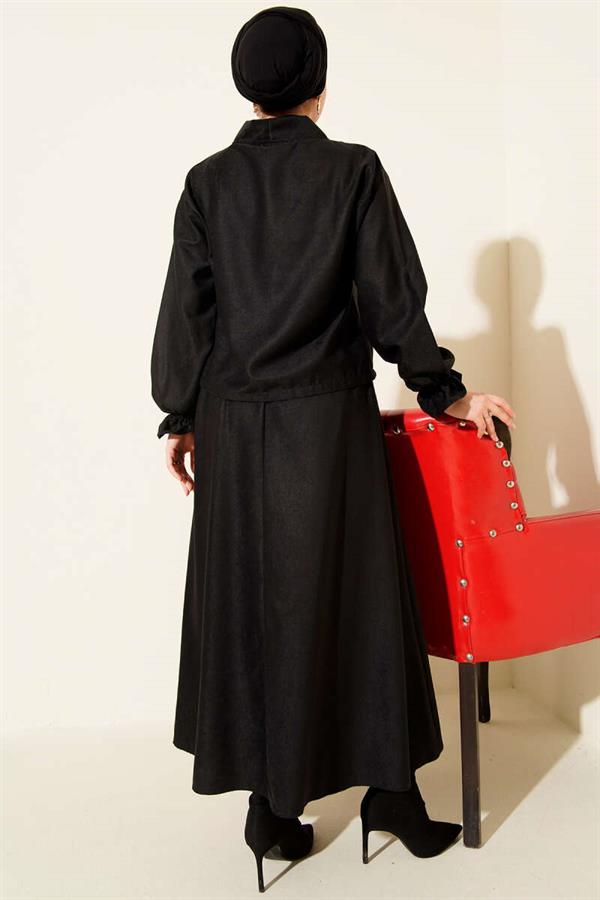 2 Piece Set with Drawstring and Elasticated Cuffs, Black