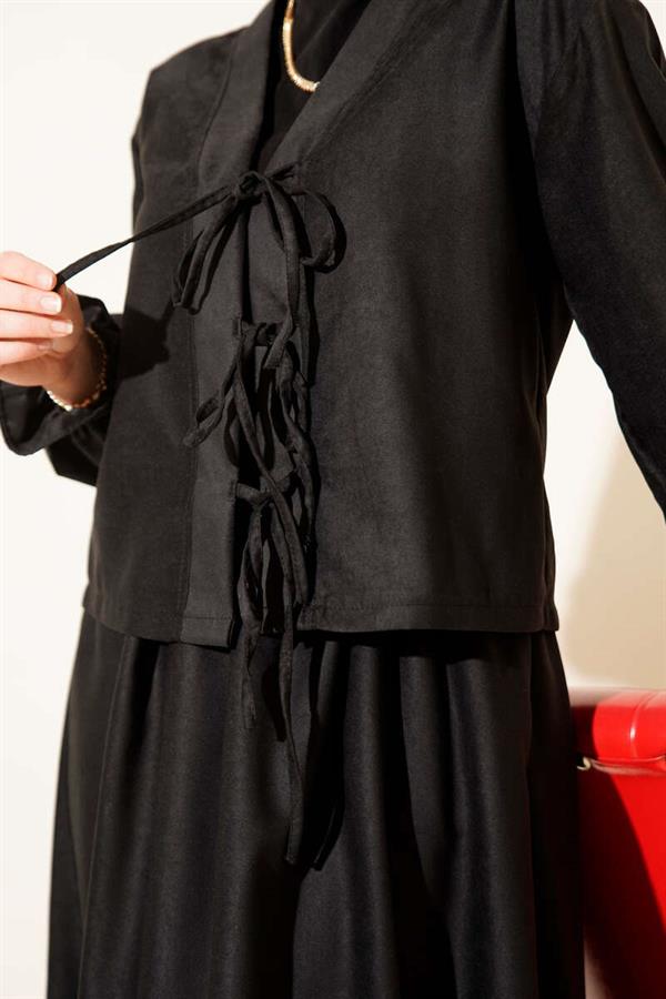 2 Piece Set with Drawstring and Elasticated Cuffs, Black