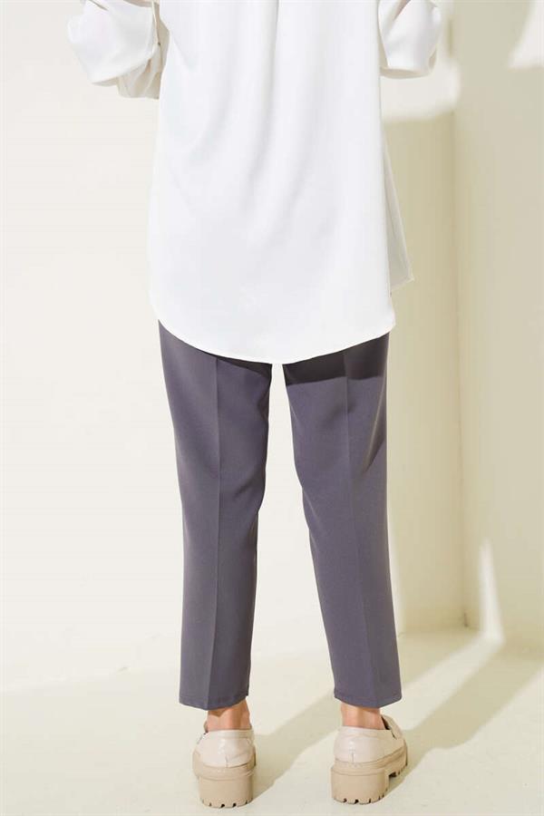 String Detailed Elastic Waist Skinny Leg Smoked Trousers