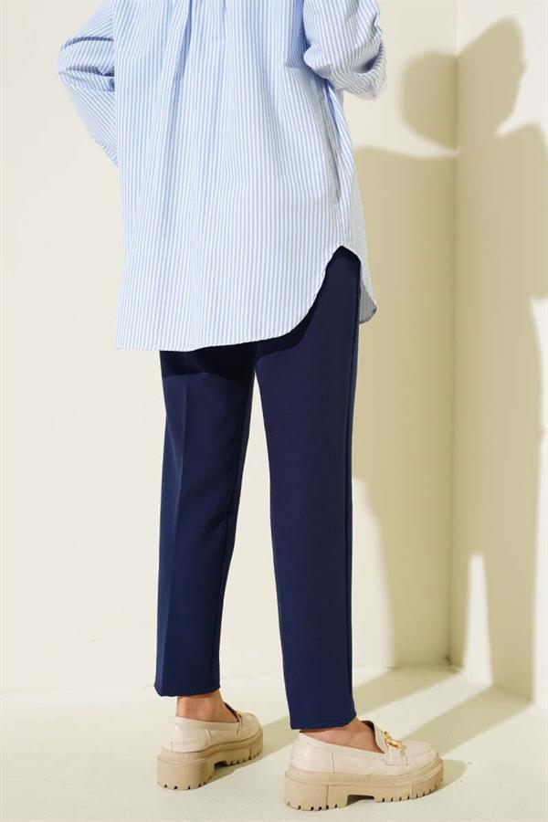 String Detailed Elastic Waist Skinny Leg Parliament Trousers
