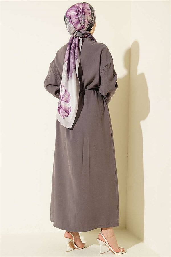 Tencel Dress with Button-Down Neckline and Strappy, Grey