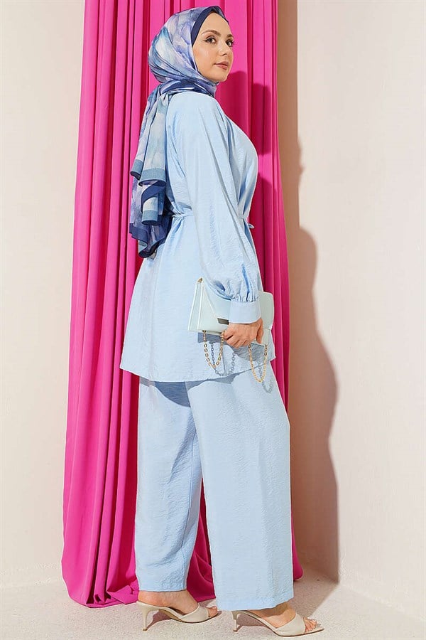 2 Piece Set with Drawstring Neck, Blue