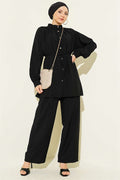 2 Piece Set with Drawstring Neck, Black