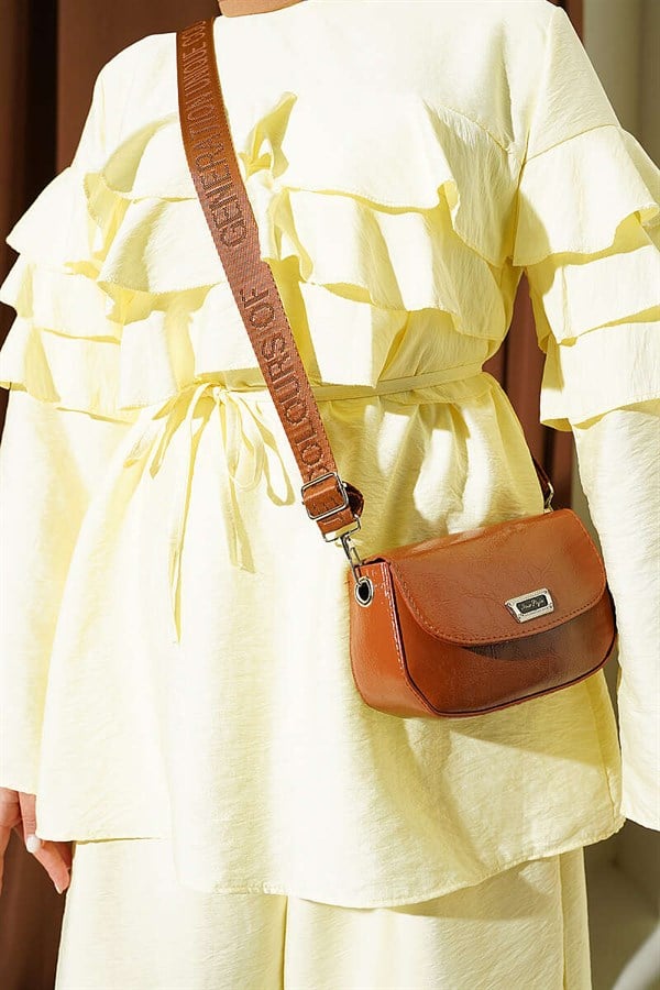 2 Piece Set Tunic with Drawstring Belt and Ruffles, Yellow