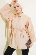 Rope Belted Shoulder Cape Shirt Latte