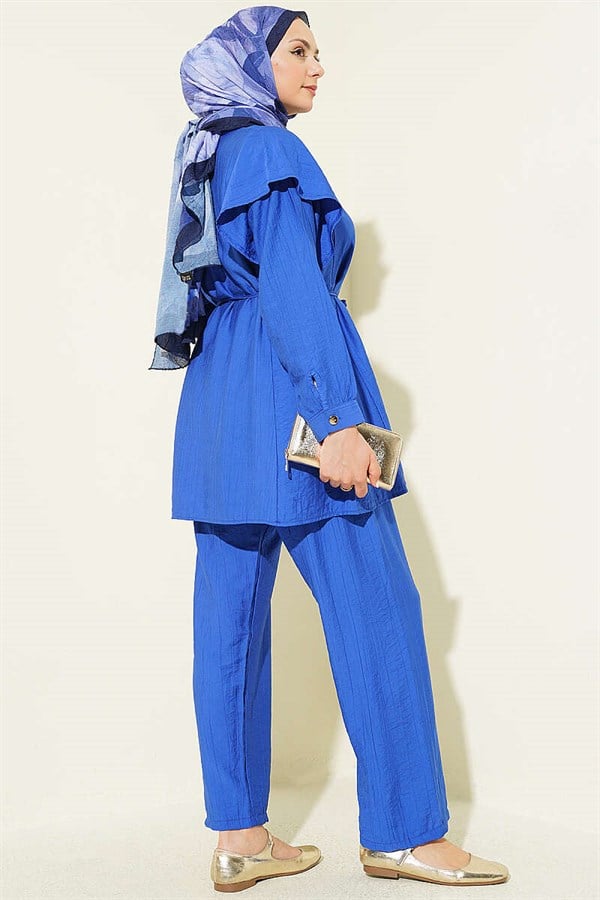 2 Piece Set with Rope Belt and Shoulder Ruffles (Saks brand)