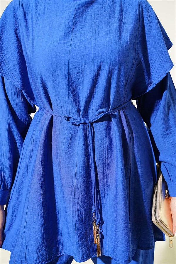 2 Piece Set with Rope Belt and Shoulder Ruffles (Saks brand)