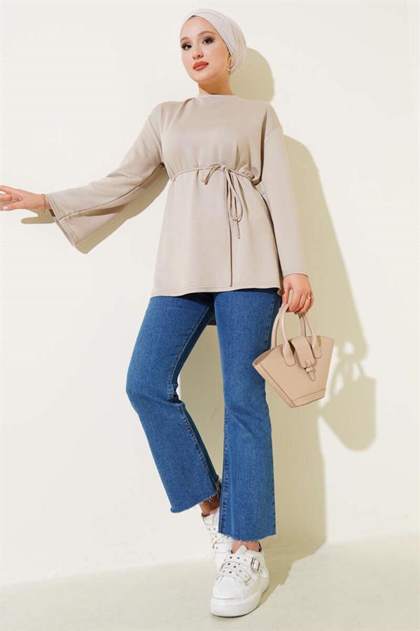 Spanish Sleeve Laced Tunic Beige