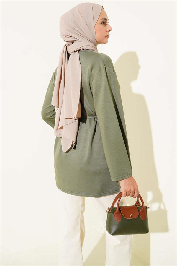 Spanish Sleeve Laced Tunic Almond Green
