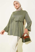 Spanish Sleeve Laced Tunic Almond Green