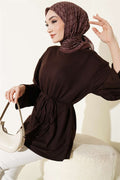 Spanish Sleeveless Lace-Up Tunic, Brown