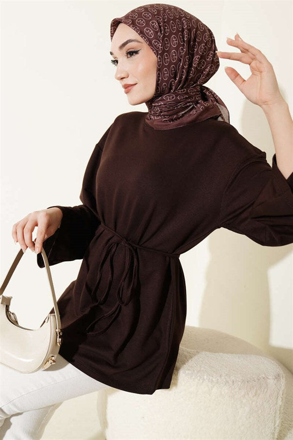 Spanish Sleeveless Lace-Up Tunic, Brown