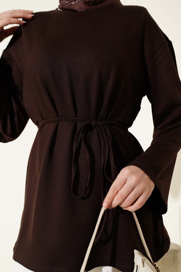 Spanish Sleeveless Lace-Up Tunic, Brown