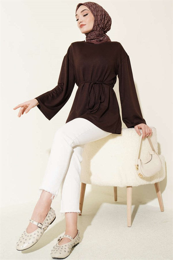 Spanish Sleeveless Lace-Up Tunic, Brown