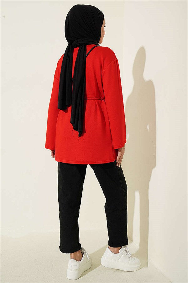 Spanish Sleeve Lace-Up Tunic Red