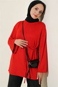 Spanish Sleeve Lace-Up Tunic Red
