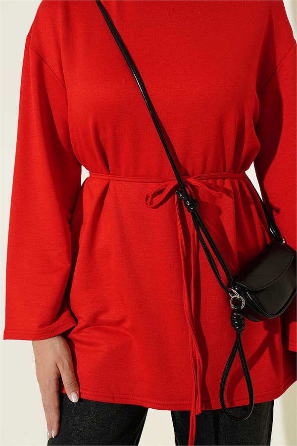Spanish Sleeve Lace-Up Tunic Red