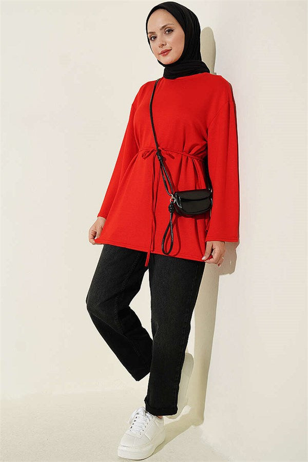 Spanish Sleeve Lace-Up Tunic Red