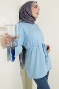 Spanish Sleeveless Lace-Up Tunic Blue