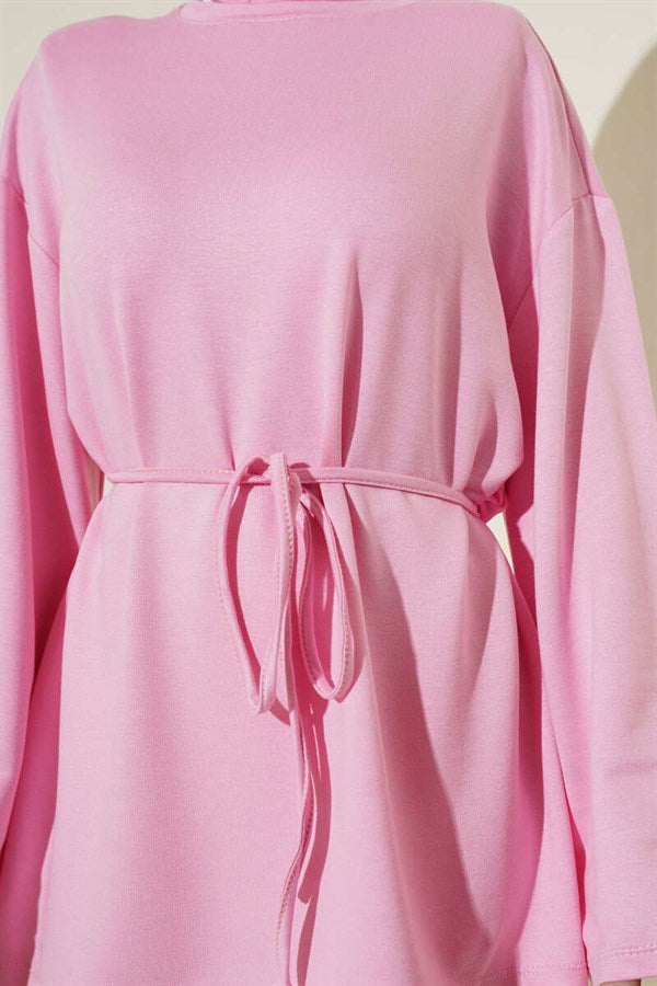 Spanish Sleeve Lace-Up Tunic Pink