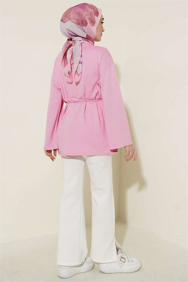 Spanish Sleeve Lace-Up Tunic Pink