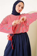 Spanish Sleeve Striped Tunic Red
