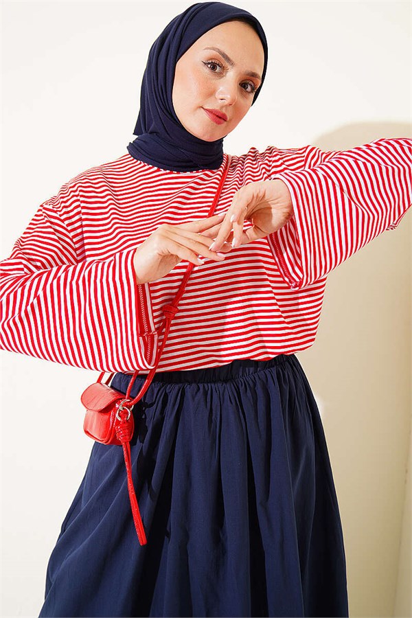 Spanish Sleeve Striped Tunic Red
