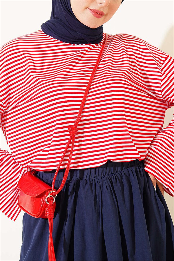 Spanish Sleeve Striped Tunic Red