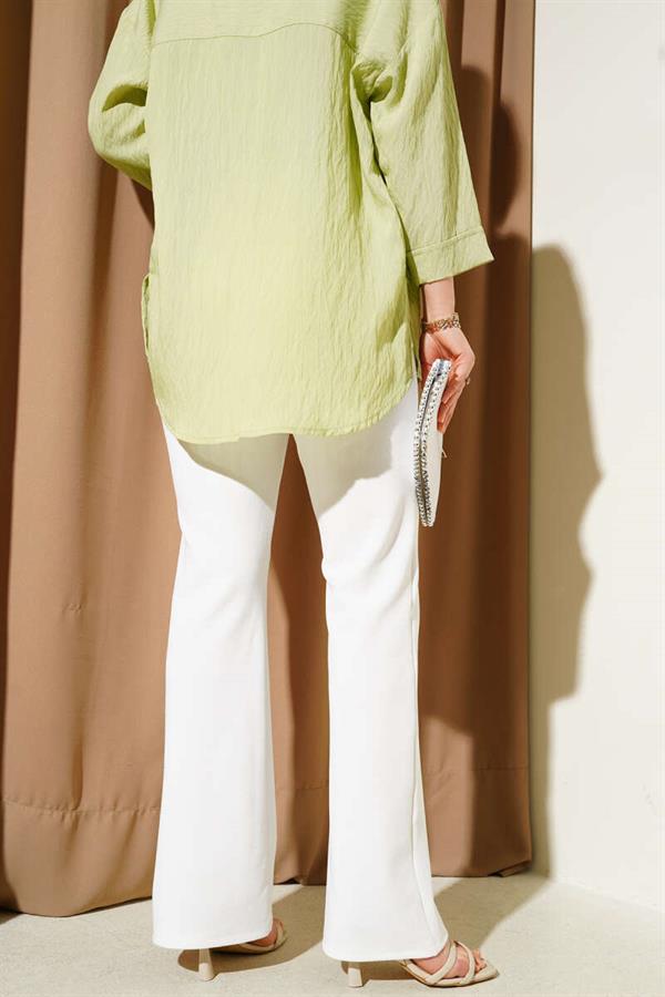 Bell-bottomed Elastic Waist Trousers White